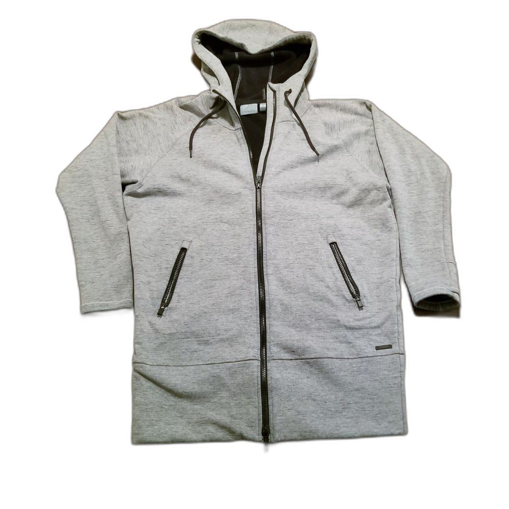 ATHLETA Hoodie Men's Size Small Gray Heathered Full Zip Pockets Drawstring